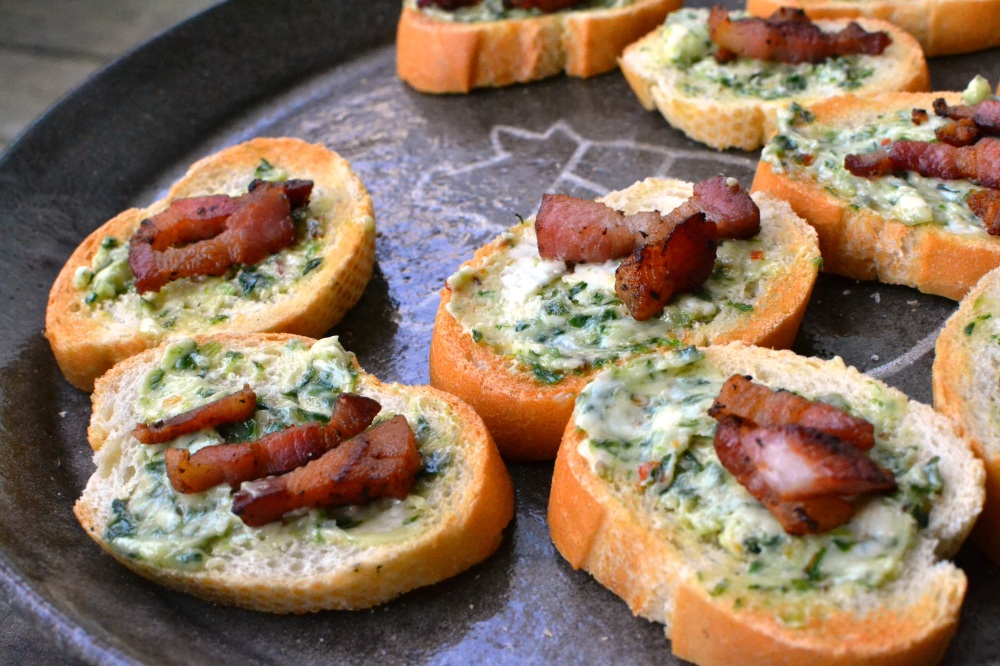 Ramp Butter and Pancetta Crostinis from Franny's